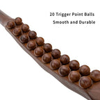 Goodtar Guasha Wood Stick Tools Wooden Therapy Scraping Lymphatic Drainage Massager, Double Row 20 Beads Point Treatment Gua Sha Tools for Back Leg,1 pcs