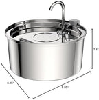 Tomxcute Cat Water Fountain, 3.2L/108oz Automatic Stainless Steel Pet Fountain Dog Water Dispenser, Ultra-Quiet Pump and 3 Replacement Filters & for Cats, Dogs, Multiple Pets
