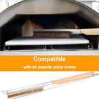 Pizza Oven Accessories Kit w/ 12 inch Pizza Peel, Pizza Oven Brush & Stone Scraper, 14 inch Pizza Cutter Rocker Blade - Tools & Supplies Set - Compatible with Outdoor Ooni, Gozney, Ninja, Solo Ovens