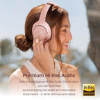 TOZO HT2 Hybrid Active Noise Cancelling Headphones, Wireless Over Ear Bluetooth Headphones+HT2 Replacement Ear Pads Pink