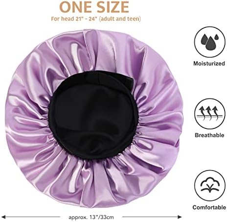 HAT HUT Satin Bonnet Silk Bonnet Sleep Cap for Women Hair Bonnet for Curly Hair Sleeping Adjustable Wide Band Double Layer