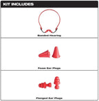 Milwaukee 48-73-3206 Replacement Ear Plugs, 25 dB NRR, Tapered, One-Size Ear Plug, Foam Ear Plug, Red Ear Plug