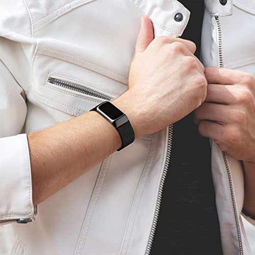 JKD Compatible with Fitbit Charge 6/Charge 5 Bands, Adjustable Stainless Steel Metal Mesh Loop Replacement Straps for Women & Men, Advanced Activity & Fitness Trackers