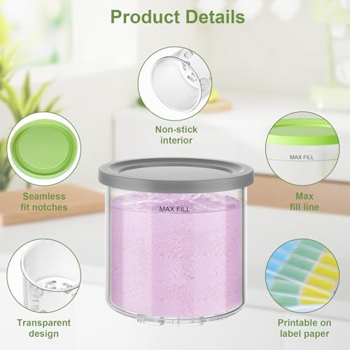 4 Pack Creami Pint Containers and Lids for Ninja, Compatible with Ninja NC299 NC300 Series Creami Maker Maker Machine Accessories, BPA Free & Dishwasher Safe, Assorted Colors