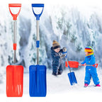 Adjustable Length Kids Snow Shovel with D-Grip Handle for Kids Outdoor Yard Garden Activities, 28.4-33.1 inch Plastic Snow Shovel Detachable, Red & Blue (Age 3+, 2 Packs)