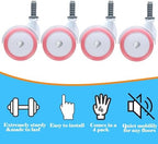 Baby Walker Wheels Replacement, Set of 4, Baby Walker Accessories, Rubber Plastic Casters, Universal Wheels,Pink