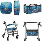 LedBack Walker Accessories Bag Sea Turtles Walker Seat Covers Rollator Walker Seat and Backrest Covers Underseat Pouch Tote for Rolling Walkers
