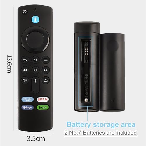 Upgrade Replacement Voice Remote (L5B83G) for FireStick 3rd Gen, Smart TV Stick/4K Max, Lite, Fire TV Cube & Cube Max, Fire TV 3rd Gen Pendant (Includes 2 Batteries)