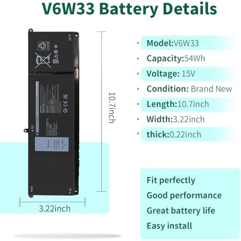 DMKAOLLK V6W33 Battery Replacement for Dell Inspiron 15 3511 3520 3515 3510 5510 5515 5518 5310 5635 5625 5630 Latitude 3320 3330 3420 3520 Vostro 3515 3525 Series TN70C 15V 54Wh