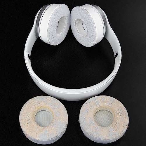 SoloWIT Cooling Gel Replacement Ear Pads Cushions for Beats Solo 2 & Solo 3 Wireless On-Ear Headphones, Solo2 Solo3 Earpads with High-Density Noise Isolation Foam, Added Thickness - White