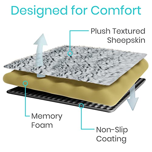 Vive Wheelchair Armrest Covers (Pair) - Memory Foam Sheepskin Pad for Office & Transport Chair - Soft Support Cushion Accessories for Padded Arm Rest, Kids, Adults - Comfort Padding Pressure Relief