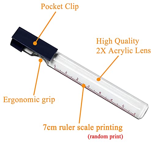 MAGDEPO 4X Lighted Handheld/Hand-Free Bar Magnifier 6 Bright LEDs with Yellow Tracker Line + 2X Stick Bar Magnifier Ideal for Reading Small Prints, Map, Newspaper, Magazine, Low Vision