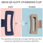 AHONEY Extra Large Claw Clips, 5 Inch XL Giant Claw Clip Strong Hold Oversized Jaw Clip, Curly Hair Clips for Thick Long Hair, Hair Accessories for Women (Warm, 4 Count)