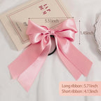 Yougeigy 6PCS Bow Hair Ties, Satin Hair Ribbon, Ribbon Hair Bows for Women Girls, Elastics Hair Scrunchies for Thick Thin Hair, Bows Hair Accessories for Valentine's Day