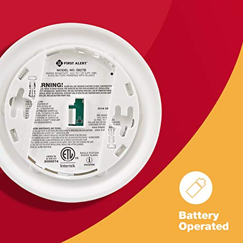 First Alert 0827B Ionization Smoke Alarm with 10-Year Sealed Tamper-Proof Battery , White , Pack of 1