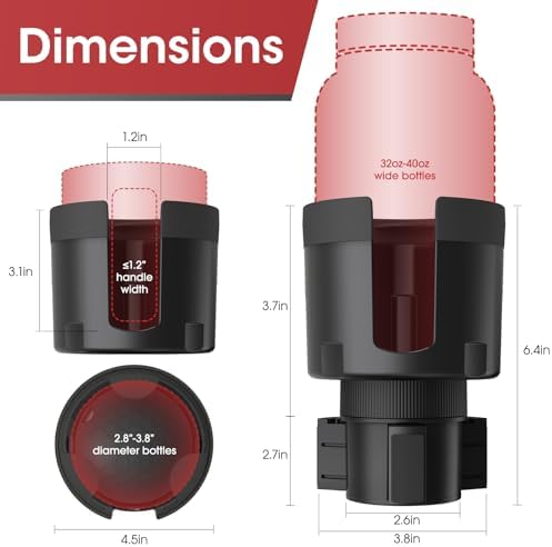 AUJEN Cup Holder Expander for Car - Upgraded Extender Cup Holder w/Offset Option, Adjustable Car Cup Holder Expander, Versatile Car Accessories，Large Bottles & Big Drinks，1 Pieces