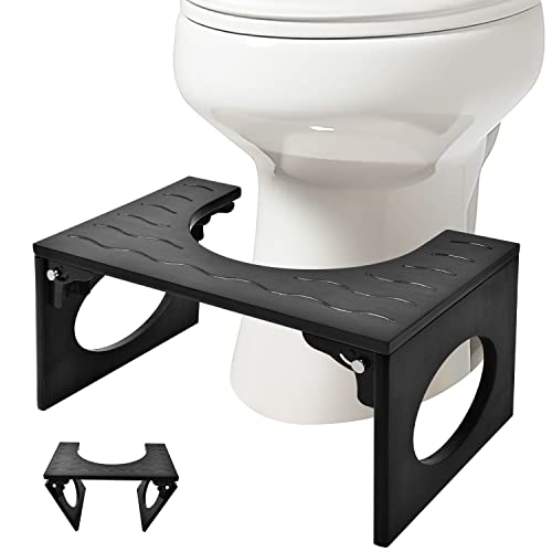 BQYPOWER Toilet Stool, Bamboo 8 Inch Toilet Potty Stool, Foldable Bathroom Poop Stool with Non-Slip Mat for Adults Children…