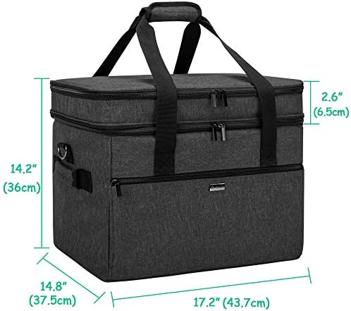 YARWO Large Slow Cooker Travel Bag Compatible with Crock-Pot/Hamilton Beach 8-10 Quart, Double Layers Slow Cooker Carrier Case for Kitchen Appliance and Accessories, Upgraded Version, Black (Bag Only)