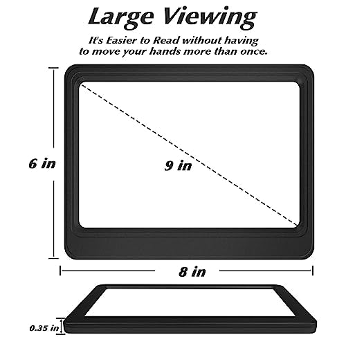 [2 Pack] 5X Magnifying Glass for Reading Large Page Viewing Area Magnifiers Lightweight Handheld Magnifier for Reading Seniors and Low Vision Person Black