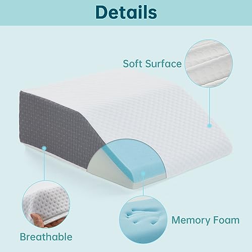 Loeysu Leg Elevation Wedge Pillow with Cooling Gel Memory Foam Top，Flat Top Bed Wedge Pillow for Leg and Back Support, Improving Blood Circulation, Alleviating Lower Limb and Back Pain