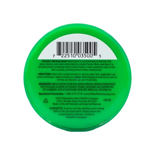 O'Keeffe's Working Hands Hand Cream for Extremely Dry, Cracked Hands, 3.4 Ounce Jar, (Pack 12)