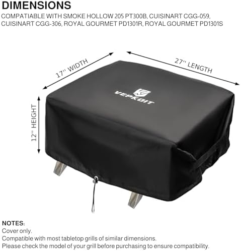 Table Top Grill Cover for Smoke Hollow 205 PT300B, Small Grill Cover for Outdoor Use, Portable Grill Cover for Cuisinart CGG-059/CGG-306,Waterproof Outdoor Grill Cover BBQ Grilling Griddle Accessories