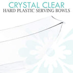 PLASTICPRO Disposable 128 ounce Square Serving Bowls, Party Snack or Salad Bowl, Extra Large Plastic Crystal Clear Pack of 4