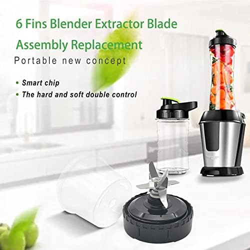 6 Fins Blender Extractor Blade Assembly Fits for Ninja 16oz Cup Replacement Compatible with Nurti Ninja BL660 BL663 BL663CO BL665Q BL770 BL770A BL771 BL771C BL772 BL773CO BL780 BL740