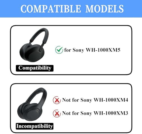 Adhiper 3 Set Case Cover for Sony WH-1000XM5 Headphones,Embody EarPad Cover/Ear Cover/Headband Cover/Headband Cushion Protector,Sweat Proof Soft Silicone Headphones Accessories（Off White）