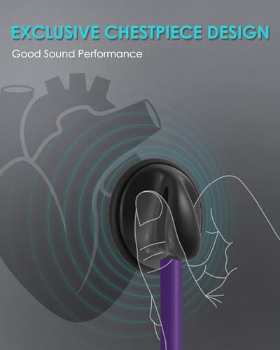 Single Head Stethoscope for Doctors/Nurses/Nursing School Students, Medical and Home Use with Accessories Name Tag, FSA HSA Eligible (Purple Tube, without EVA Case)