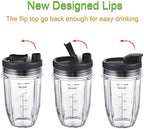 [Upgraded] Replacement 18oz Nutri Ninja Blender Cup with Sip & Seal Lid For Auto-IQ BL480, BL482, BL490, BL640, BL642, & BL680 Auto IQ Series Blenders., 2 Pack