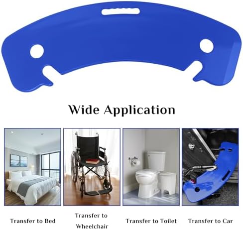 Curved Transfer Board Wheelchair Accessories for Transferring to Wheelchair ，Chair, Bed, Toilet, Car for Patient, Elderly, Disabled, 31.1 * 9.84 * 0.46" 3.64 lbs ABS Transfer Devices (Blue)