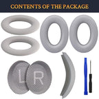 SOULWIT Ear Pads Cushions + Headband + Silicone Earpads Cover Protector, Replacement Kit for Bose QuietComfort 35 QC35, QC35 ii Over-Ear Headphones - Silver