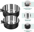 Dog Crate Water Bowl No Spill, 2 Pack Dog Crate Bowls Hanging, Kennel Water Food Bowls Mountable, Pet Cage Accessories Feeder Dish, Stainless Steel Coop Cup for Cat Puppy Bunny Guinea Pig Ferret Bird