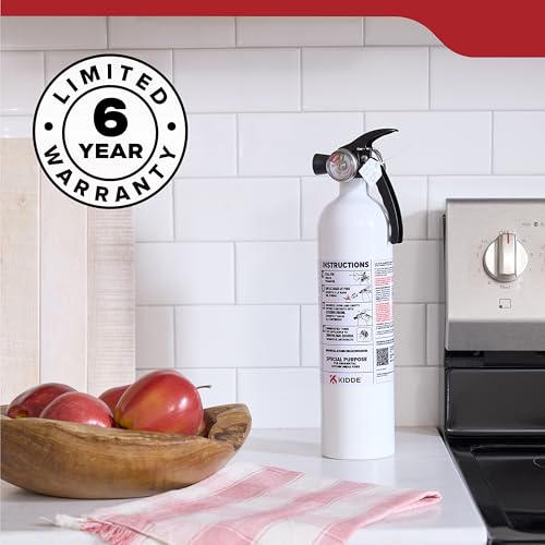 Kidde Kitchen Fire Extinguisher, Home Use for Grease Fires, 3.9 Lbs., Wall Mount Included, White
