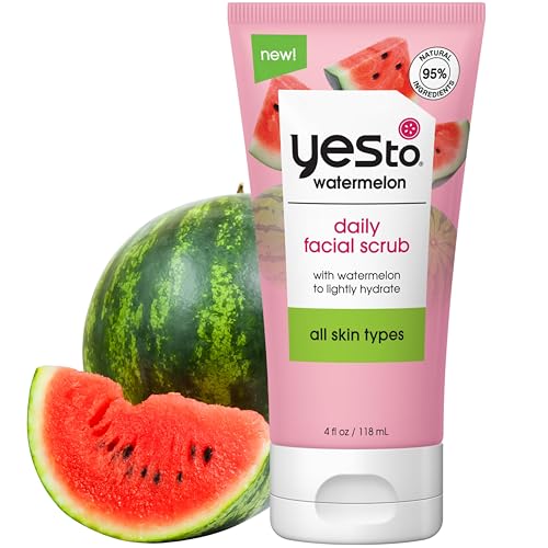 Yes To Watermelon Daily Facial Scrub, Invigorating and Exfoliating Cleanser That Melts Away Make Up, Lightly Hydrates With Antioxidants and Vitamin C, Natural, Vegan & Cruelty Free, 4 Ounce (Pack of 6)