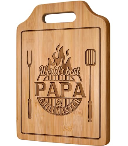 AceThrills Papa Gifts - Engraved Bamboo Cutting Board 12.3"L x 8.7"W x 0.4"Th - Papa birthday Gifts from Grandkids, Gifts for Papa, Papa Christmas Gifts