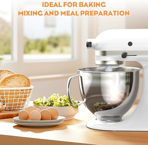 Cofun Stainless Steel Mixer Bowl For Kitchenaid Tilt-Head Stand Mixers 4.5-5 Quart, 5 qt Mixing Bowl Replacement For Kitchen aid With Anti-slip Handle, Polished
