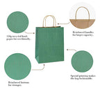 BagDream Shopping Bags 8x4.25x10.5 Inches 100Pcs Gift Bags Kraft Bags Retail Bags Green Stripe Paper Bags with Handles Bulk, 100% Recycled Paper Gift Bags