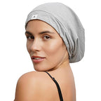 YANIBEST Slouchy Beanie Hat Satin Lined Sleep Cap Satin Bonnet Chemo Headwear Caps for Women and Men Light Grey