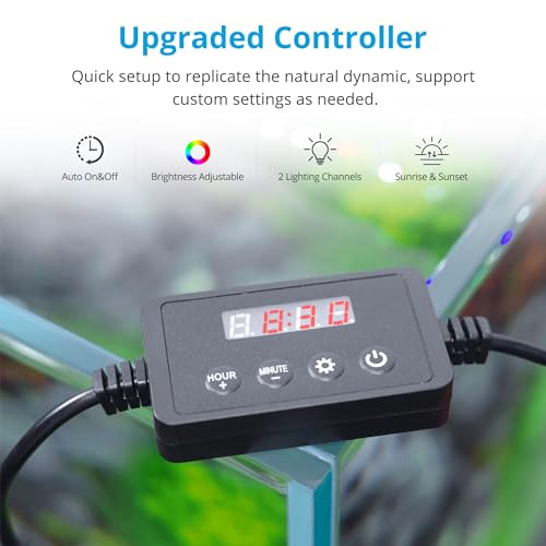 NICREW ClassicLED Plus LED Aquarium Light with Timer, 21 Watts, for 30 to 36 Inch Fish Tank Light, Daylight and Moonlight Cycle, Brightness Adjustable