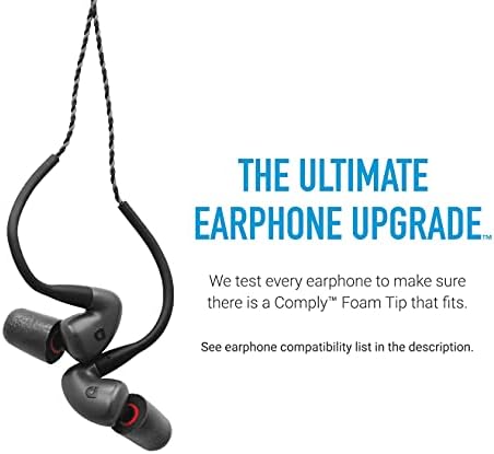 Comply P-Series | Memory Foam Replacement Ear Tips Designed for Etymotic, NuForce, ISOtunes PRO, Q-Jays, & More | Superior Noise Isolation, Ultimate Comfort, Secure Fit | Black, Large (3 Pairs)