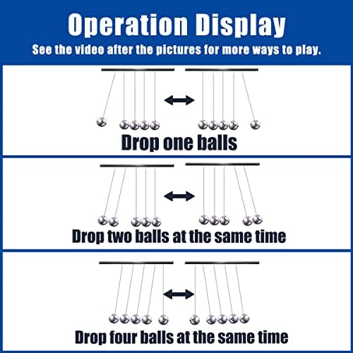 Newtons Cradle Balance Balls, Swinging Balls with Black Base, Fun Science Physics Learning Accessories, Calm Down Fidgets Kit, Desk Toys for Stress Relief, Office Home Decoration (Black)