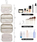 Narwey Hanging Toiletry Bag for Women Travel Makeup Bag Organizer Toiletries Bag for Travel Size Essentials Accessories Cosmetics (Greyish Blue (Medium))