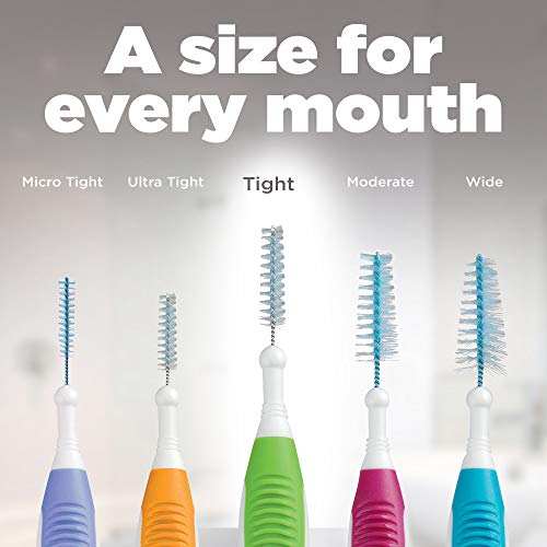 GUM Proxabrush Go-Betweens - Tight, Interdental Brushes for Tight Teeth, Dental Picks for Plaque Removal, Safe for Braces & Dental Devices, 10ct (4Pk)