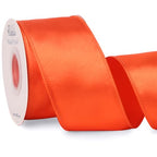 Ribbli Torrid Orange Satin Wired Ribbon 2.5 Inch Orange Christmas Ribbon for Gift Wrapping Wreaths Garland Tree Decoration Crafts Home Decor-Continous 20 Yards
