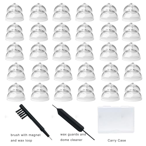 MiniFit Power Domes for Oticon Hearing Aids,12mm Replacement Domes for Oticon Mini RITE Hearing Aids with Cleaning Brush Tools Kit and Carry Case (12mm)