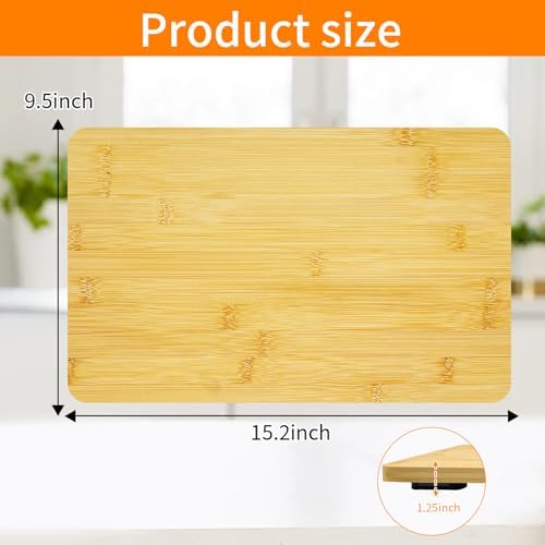 GCQ Bamboo Cutting Board for Breville BOV450XL Mini Smart Toaster Oven, 100% Natural Organic Bamboo, 15.2"L x 9.5"W Toaster Oven Accessories With Heat-Resistant Non-Skid Silicone Feet