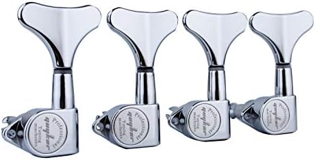 Guyker Guitar Bass Tuners (4 for Left) - 1:17 Ratio Headstock Sealed Tuning Key Pegs Machine Head Replacement for Electric Jazz Bass or Precision Instruments - Chrome