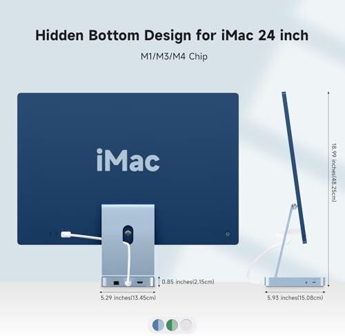 Minisopuru iExpandMate DS802PRO iMac Accessories with 4K@60Hz HDMI, USB C Charging, 2.5GbE, 4TB M.2 SSD Enclosure, USB C Hub for iMac 24 inch M1/M3/M4, iMac Hub with 4 x USB, SD/TF, Audio | Blue